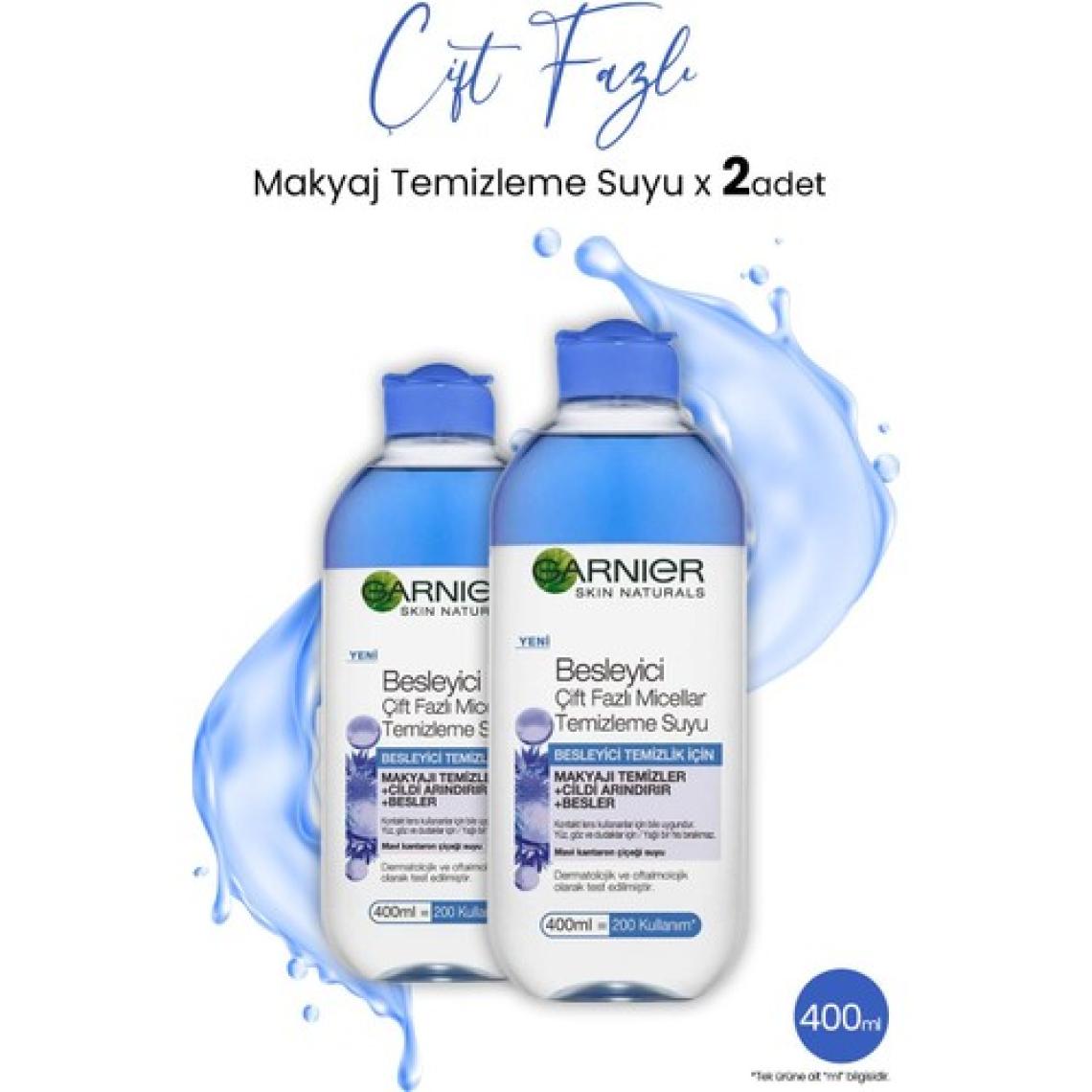 Garnier Micellar Temizleme Suyu Besleyici Çift Fazlı 400 ml x 2 Adet