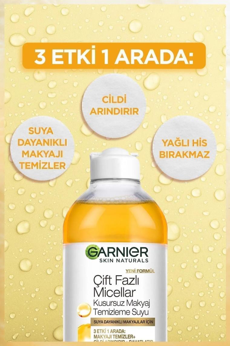 Garnier Çift Fazlı Micellar Kusursuz Makyaj Temizleme Suyu 400 ml x 2 Adet