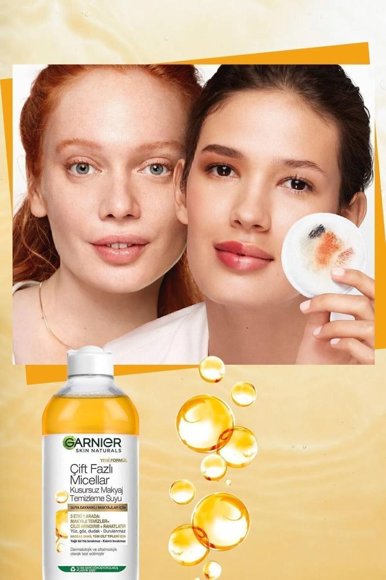 Garnier Çift Fazlı Micellar Kusursuz Makyaj Temizleme Suyu 400 ml x 2 Adet