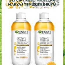 Garnier Çift Fazlı Micellar Kusursuz Makyaj Temizleme Suyu 400 ml x 2 Adet