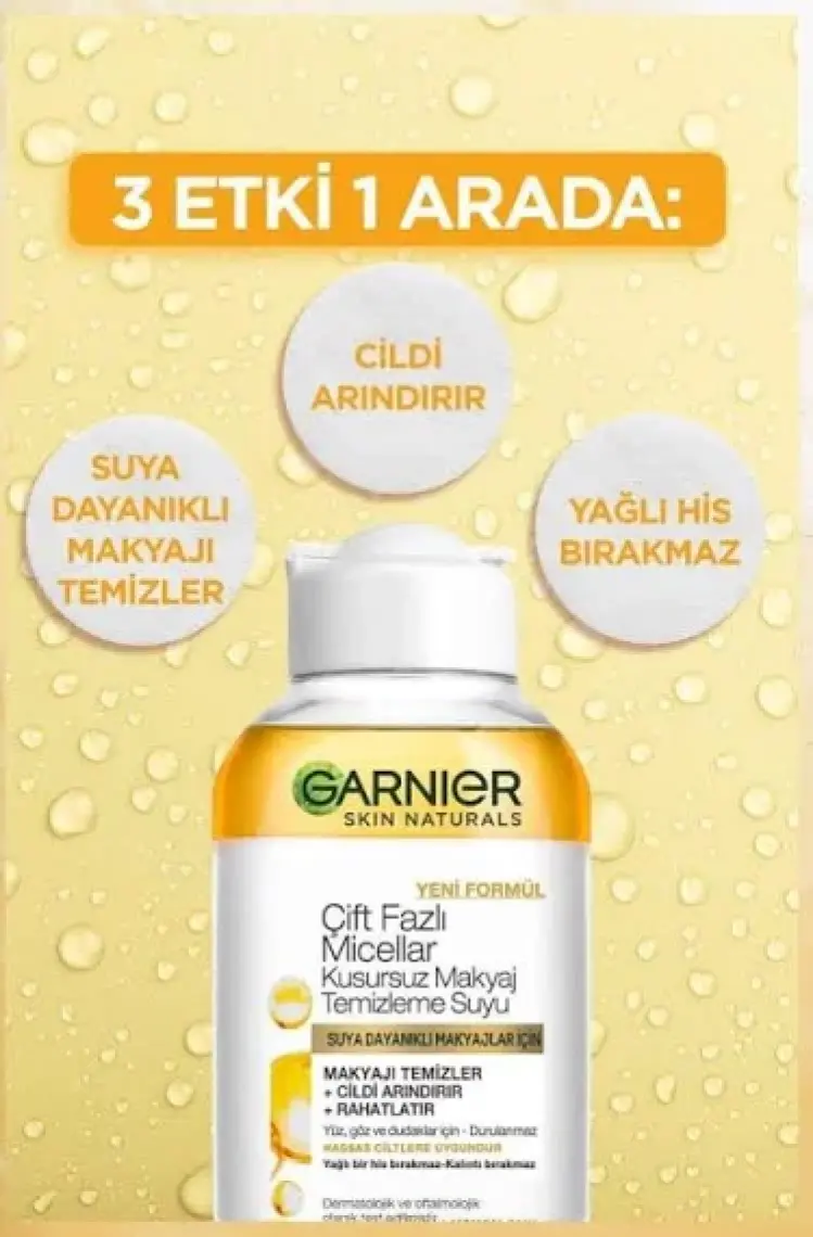 Garnier Çift Fazlı Micellar Kusursuz Makyaj Temizleme Suyu 100ML