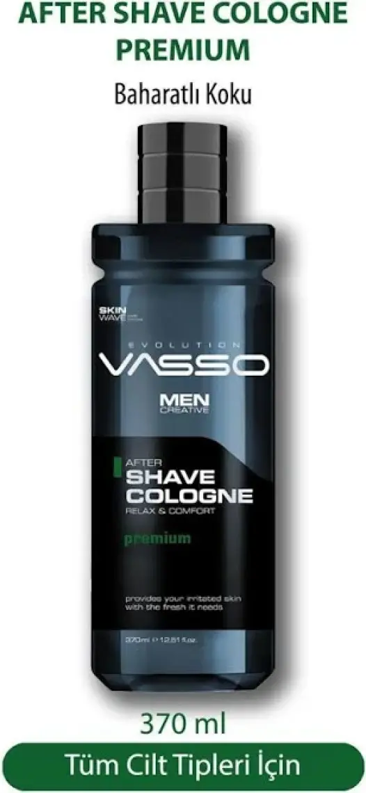Vasso Tıraş Sonrası Ferahlatıcı Profesyonel Parfümlü Kolonya - Vasso Men Premium 370 ml 8699216347478