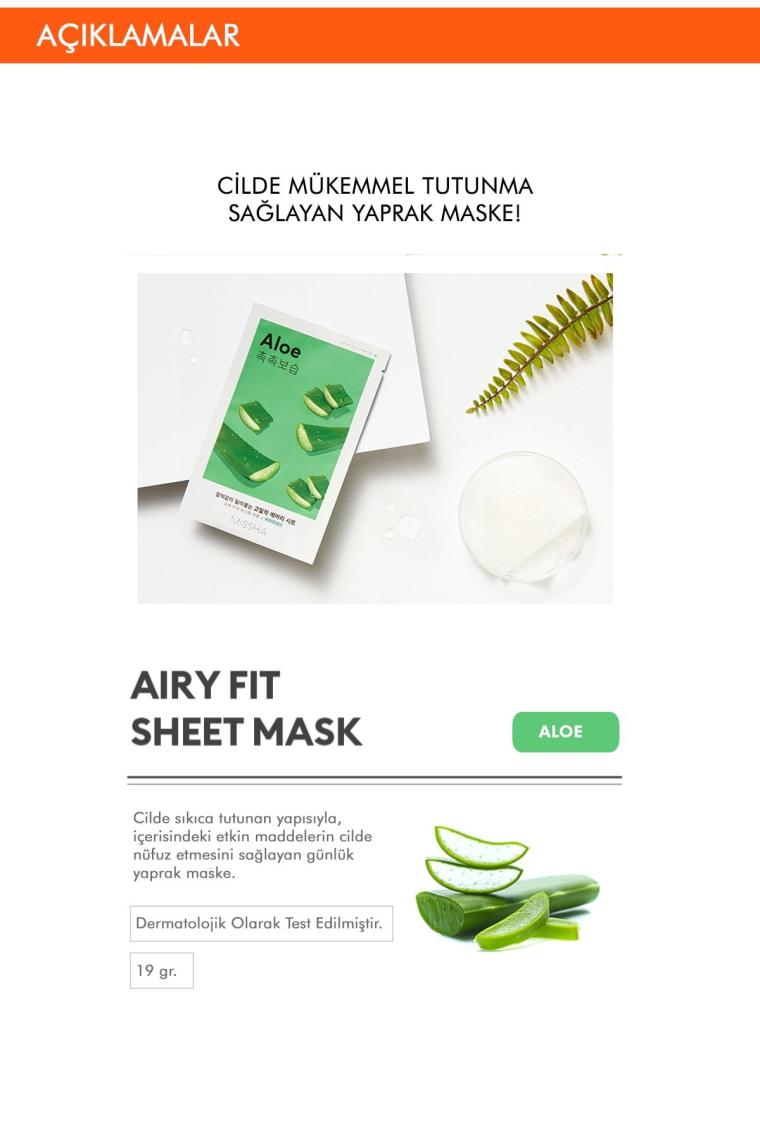 Missha Airy Fit Sheet Mask Aloe Nemlendirici Yaprak Maske