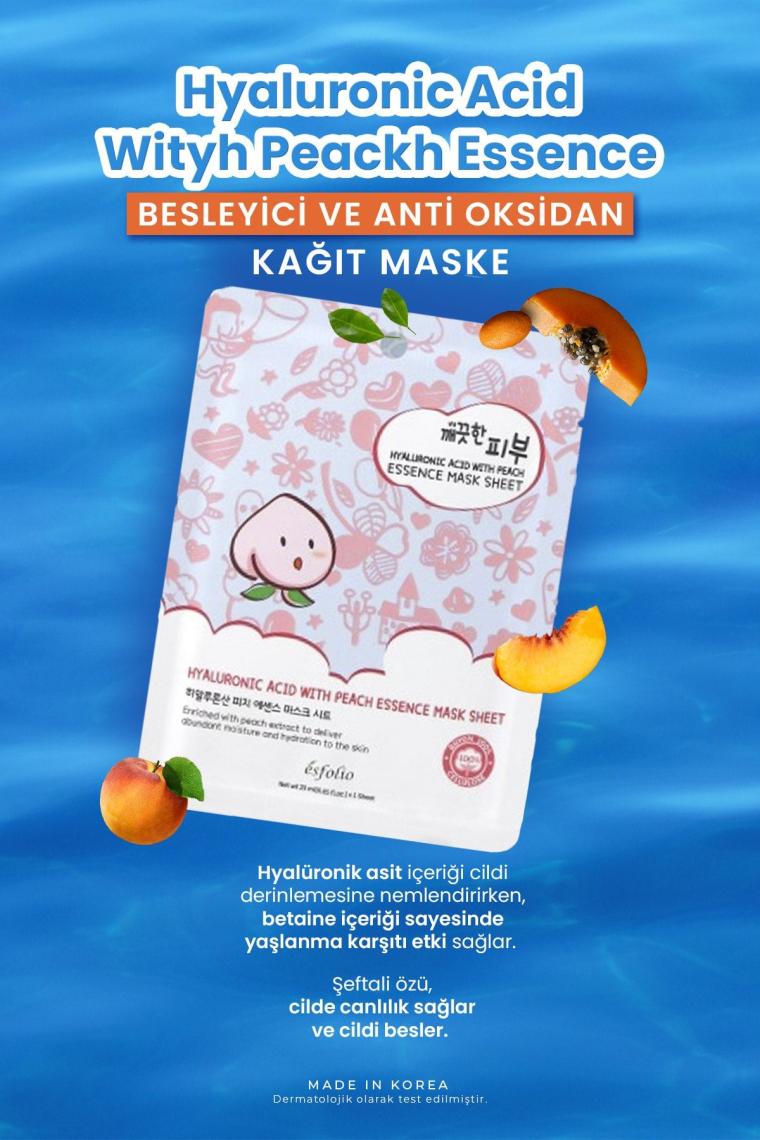 Hyalüronik Asit Ve Şeftali Ile Nemlendirici Kağıt Maske Mask