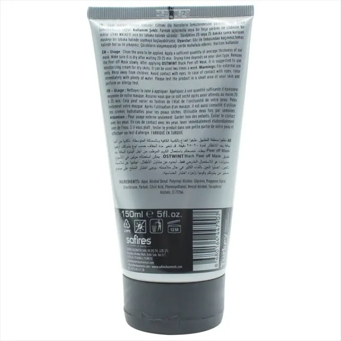 Ostwint Soyulabilir Siyah Maske 150Ml