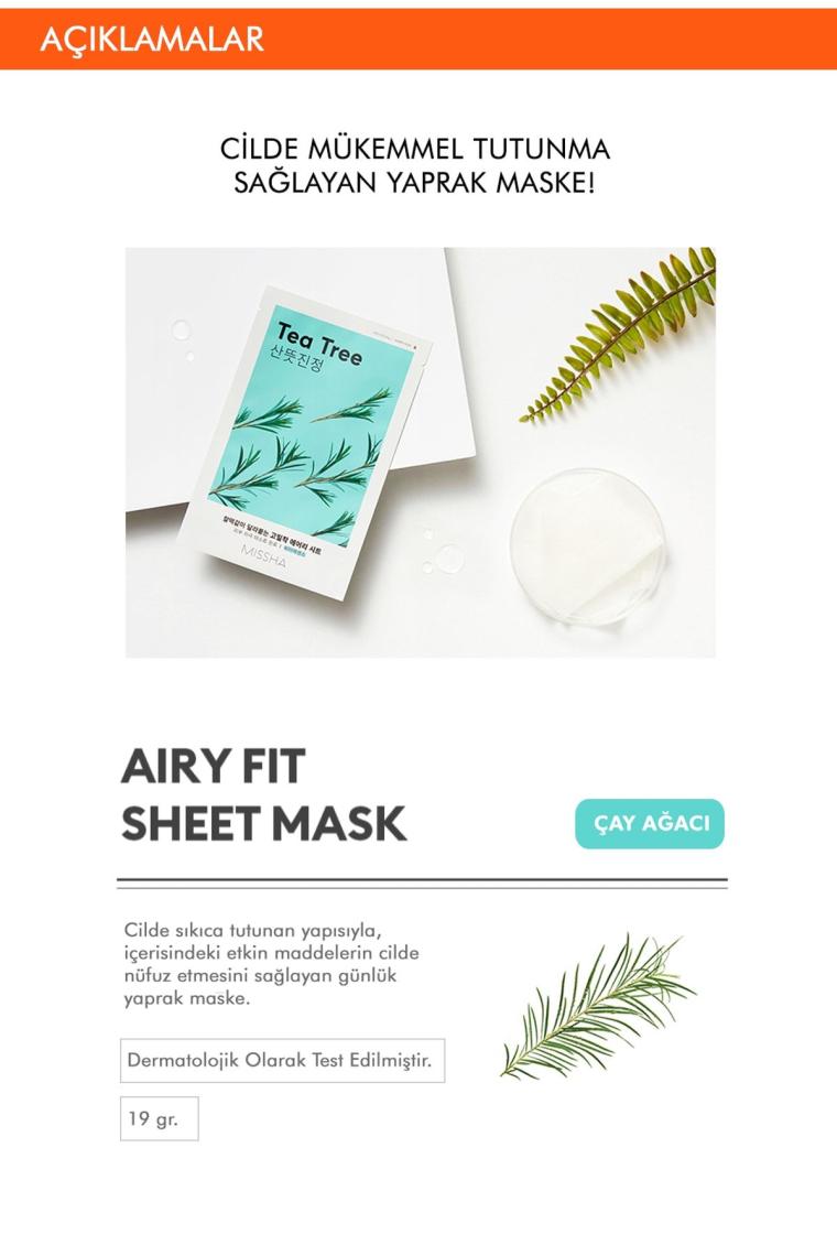 Missha Airy Fit Sheet Mask Tea Tree Sivilce Karşıtı Yaprak Maske