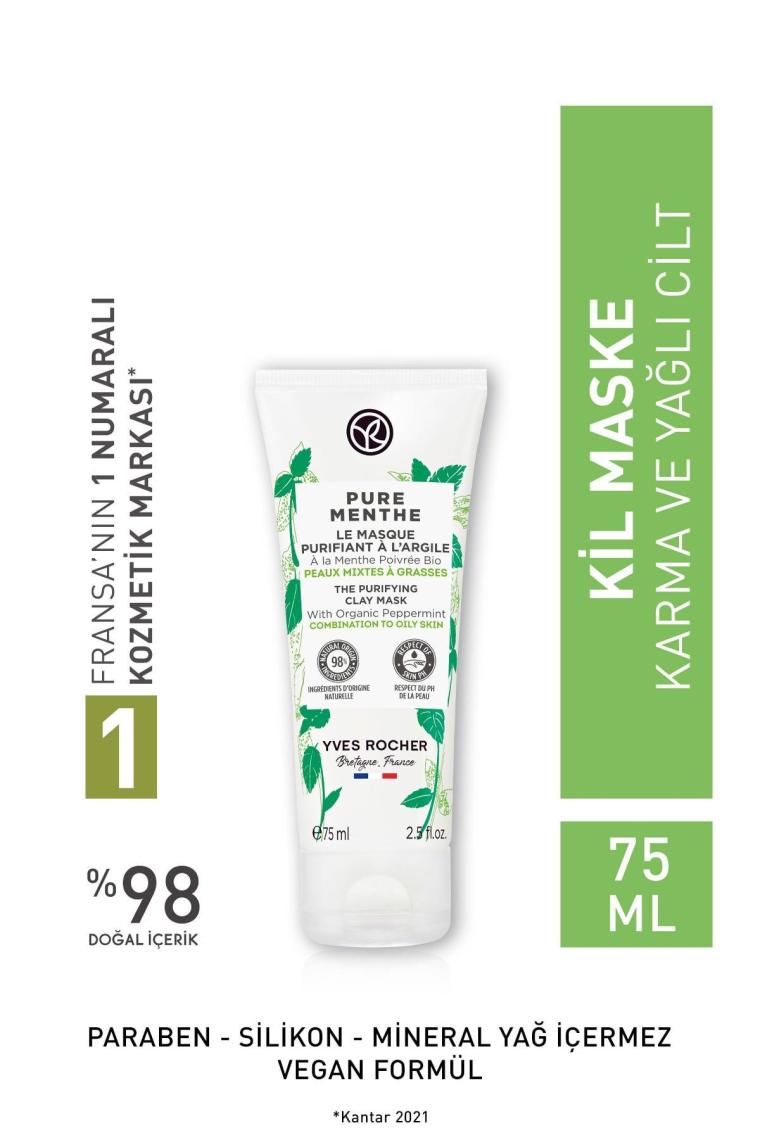 Karma Ve Yağlı Ciltler Için Pure Menthe Kil Maske-75 ml