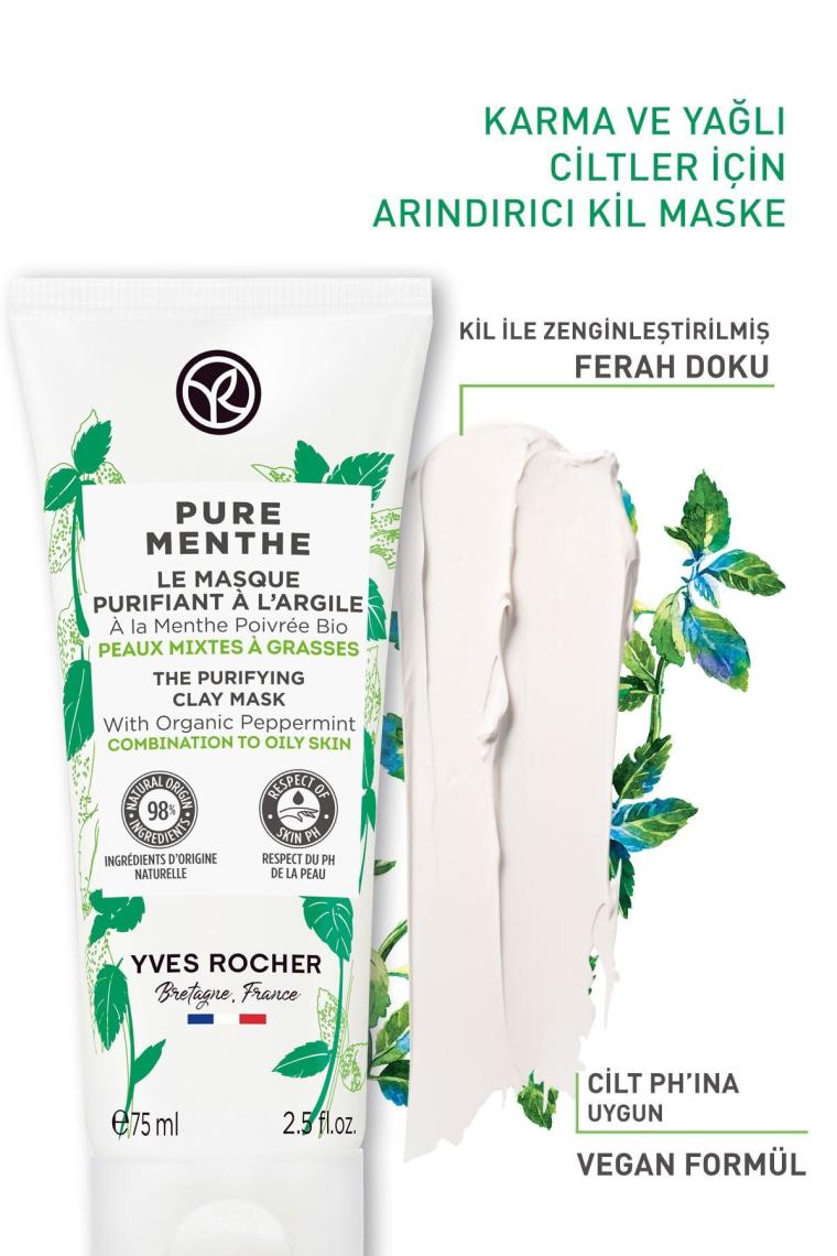 Karma Ve Yağlı Ciltler Için Pure Menthe Kil Maske-75 ml