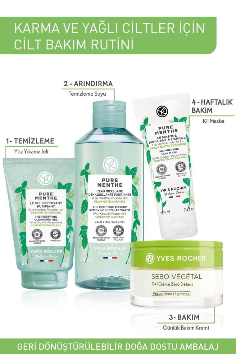 Karma Ve Yağlı Ciltler Için Pure Menthe Kil Maske-75 ml