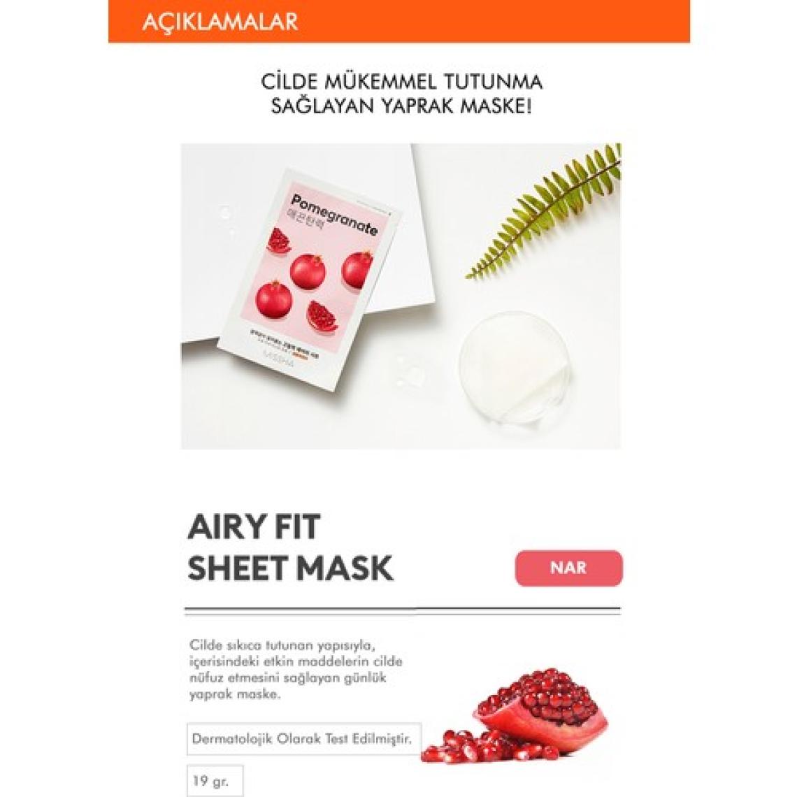 Missha Airy Fit Sheet Mask Pomegranate Yaşlanma Karşıtı Yaprak Maske