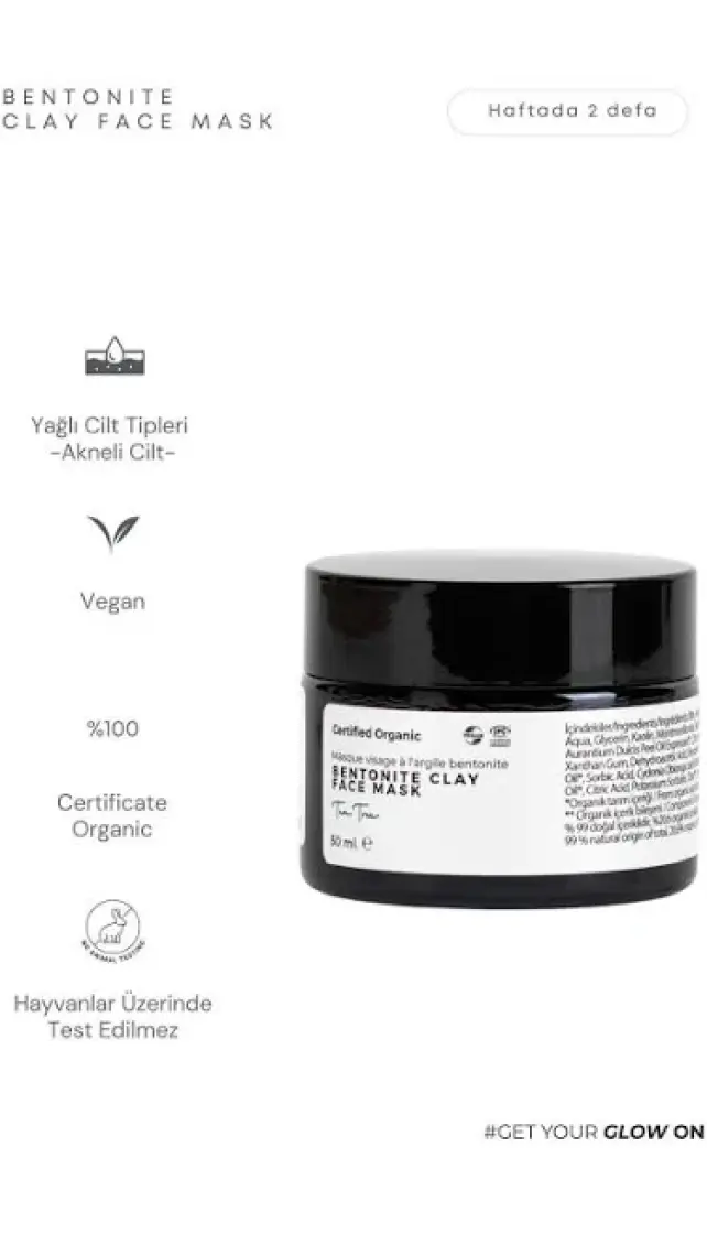 Versew Organik Bentonite Cilt Tonu Eşitleyici Kil Maskesi 50 ml