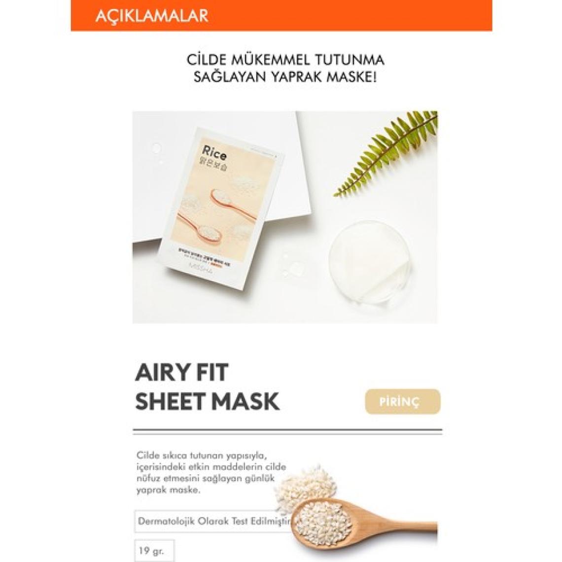 Missha Airy Fit Sheet Mask Rice Aydınlatıcı ve Nemlendirici Yaprak Maske