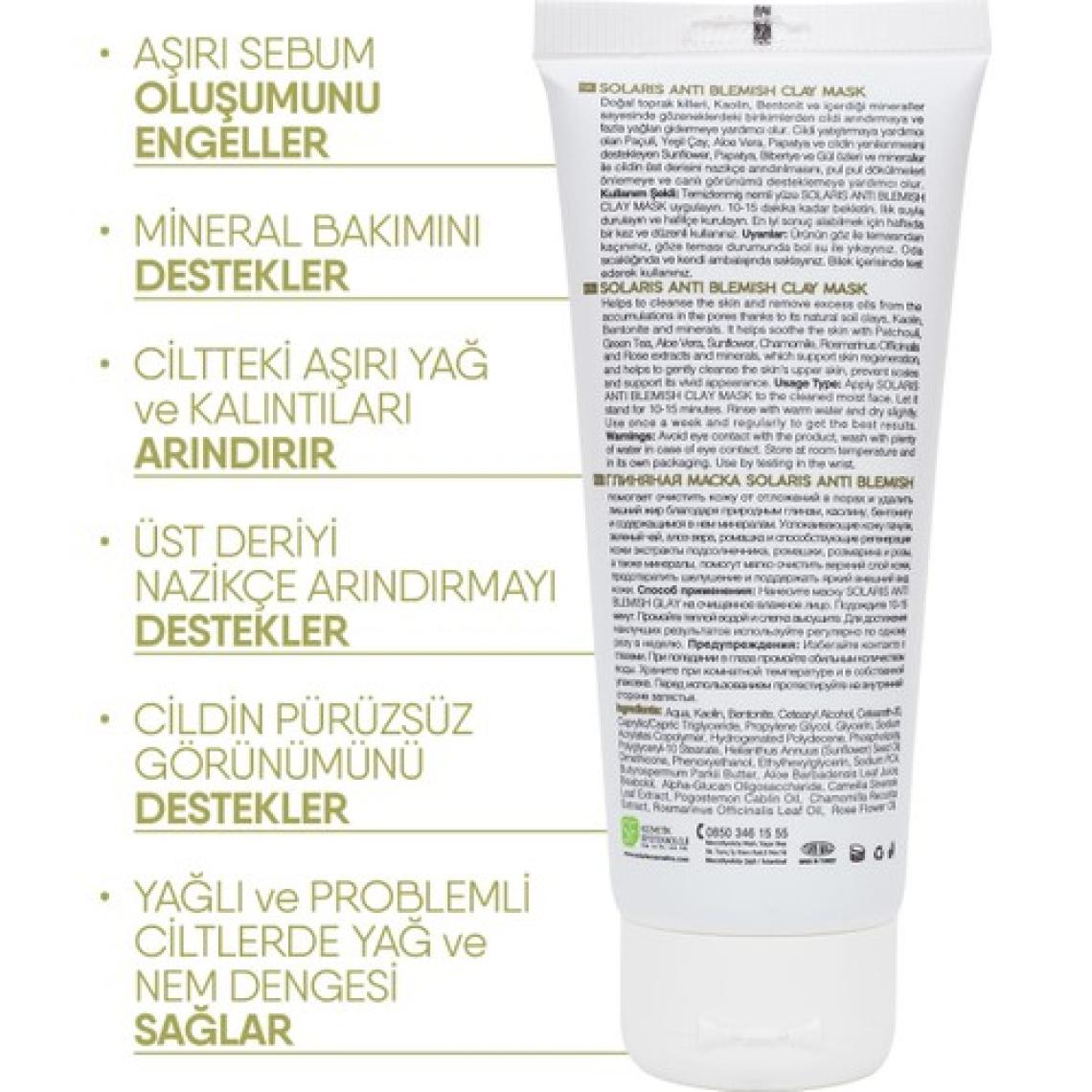 Solaris Kil Maskesi Yağlı ve Lekeli Ciltler İçin 100 ml