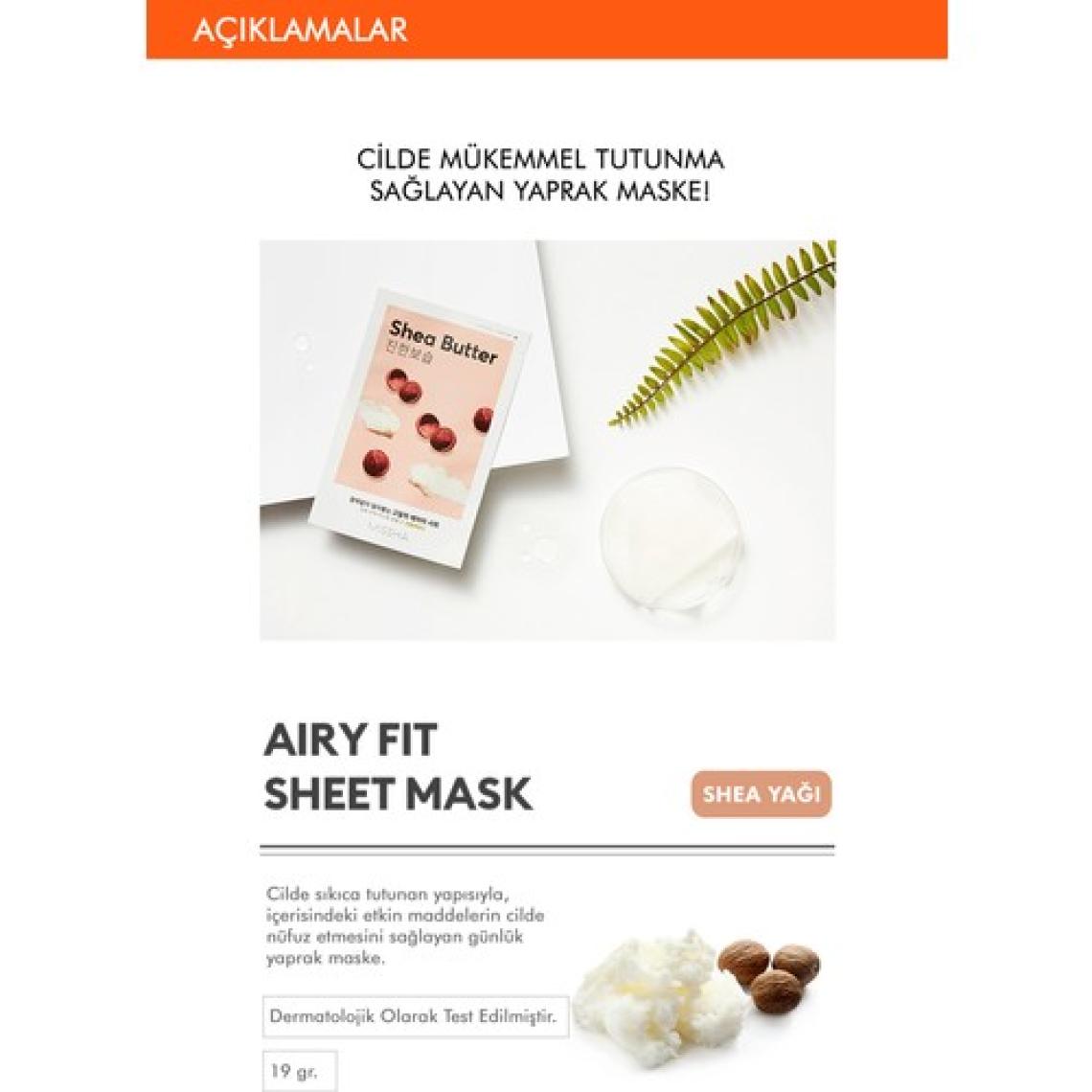 Missha Airy Fit Sheet Mask Shea Butter Besleyici ve Yoğun Nemlendirici Yaprak Maske