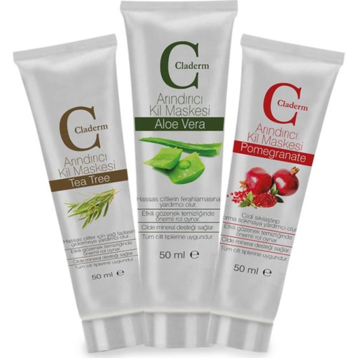 Claderm 50ML 3'lü (Tea Tree-Aloe Vera-Pomegranate) Avantaj Paketi