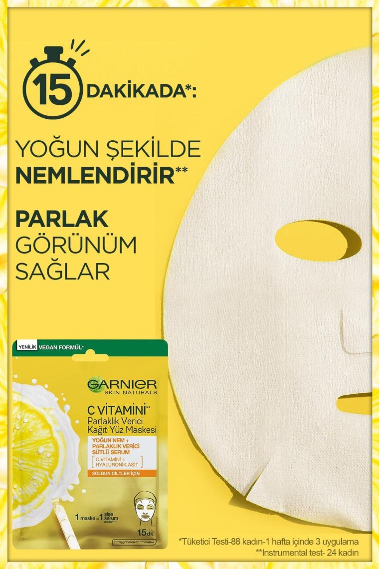 C Vitamini Parlaklık Verici Kağıt Yüz Maskesi