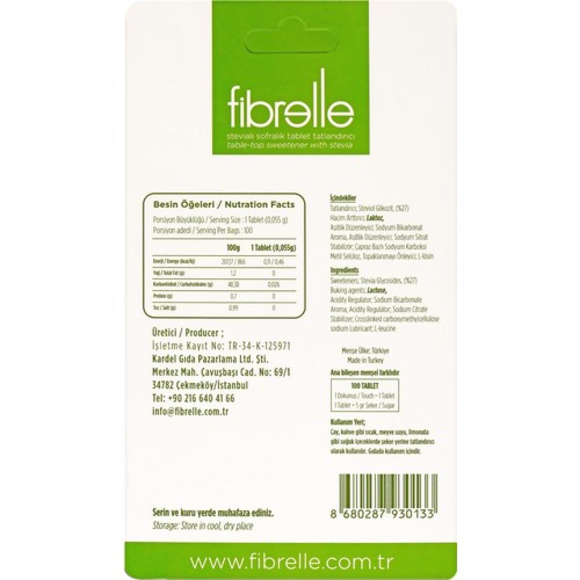 Fibrelle Cep Stevialı Tablet Tatlandırıcı 100'lü