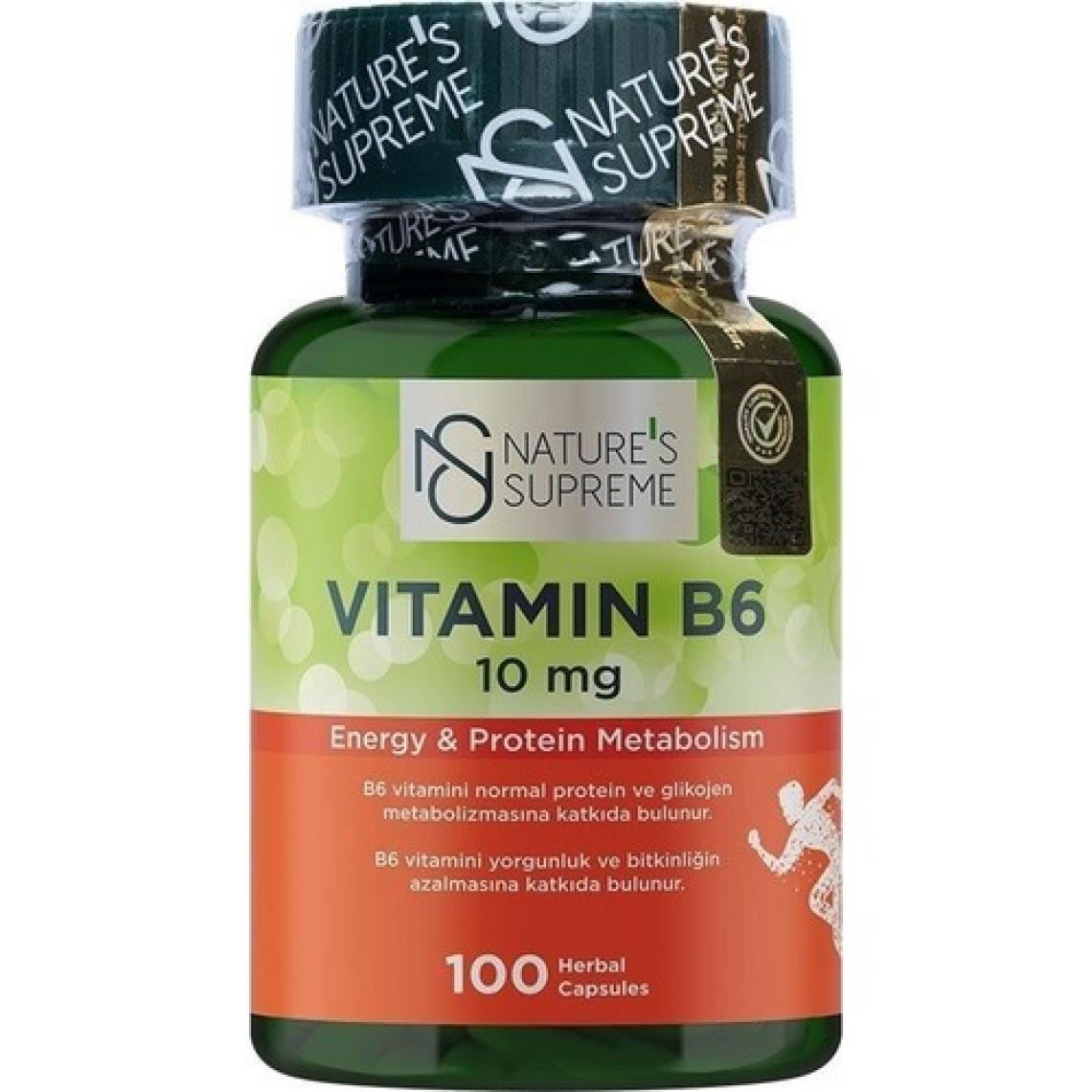 Nature's Supreme Vitamin B6 10 Mg 100 Kapsül
