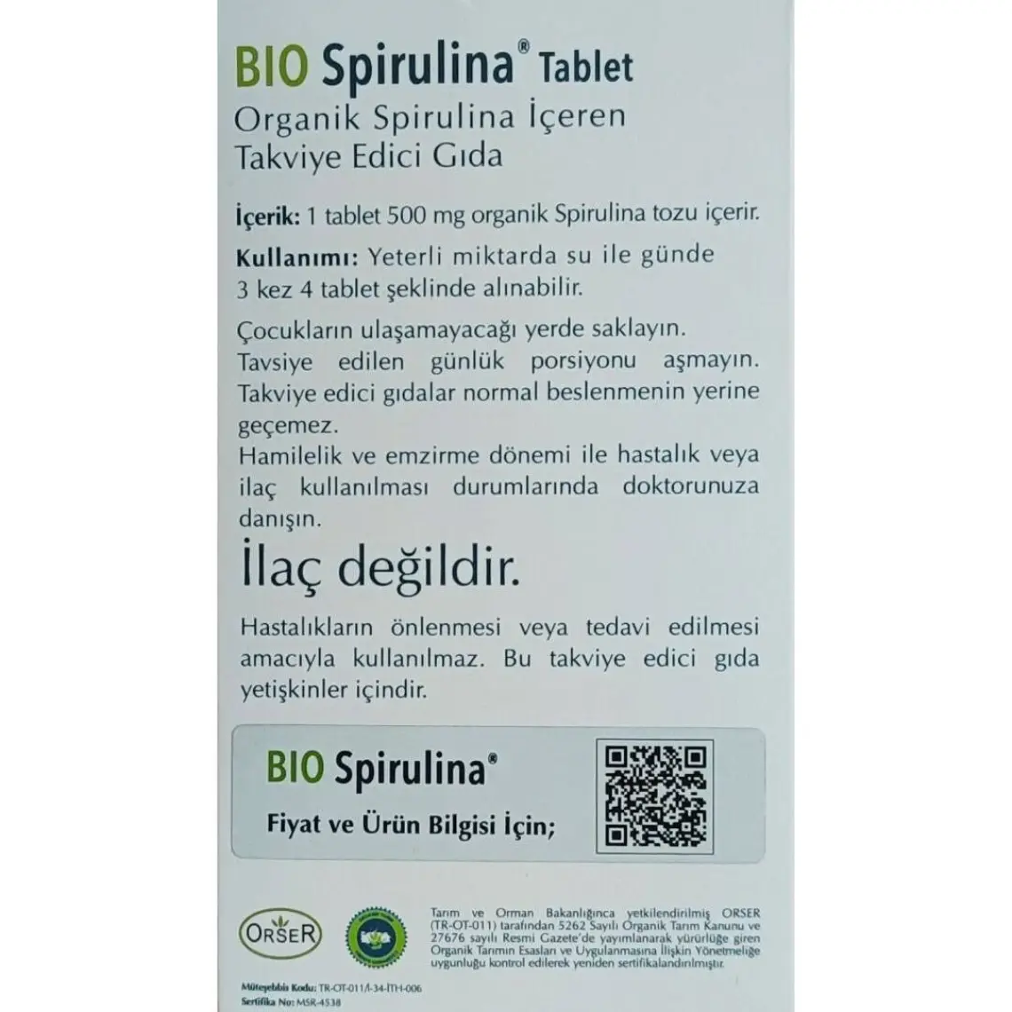 Assos Bio Spirulina 500 mg 240 Tablet