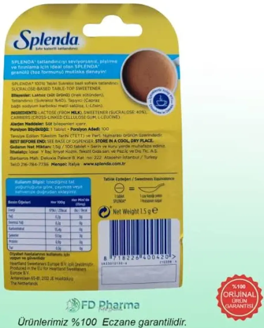 Splenda Tatlı Miniler Tatlandırıcı Tablet 100'lü