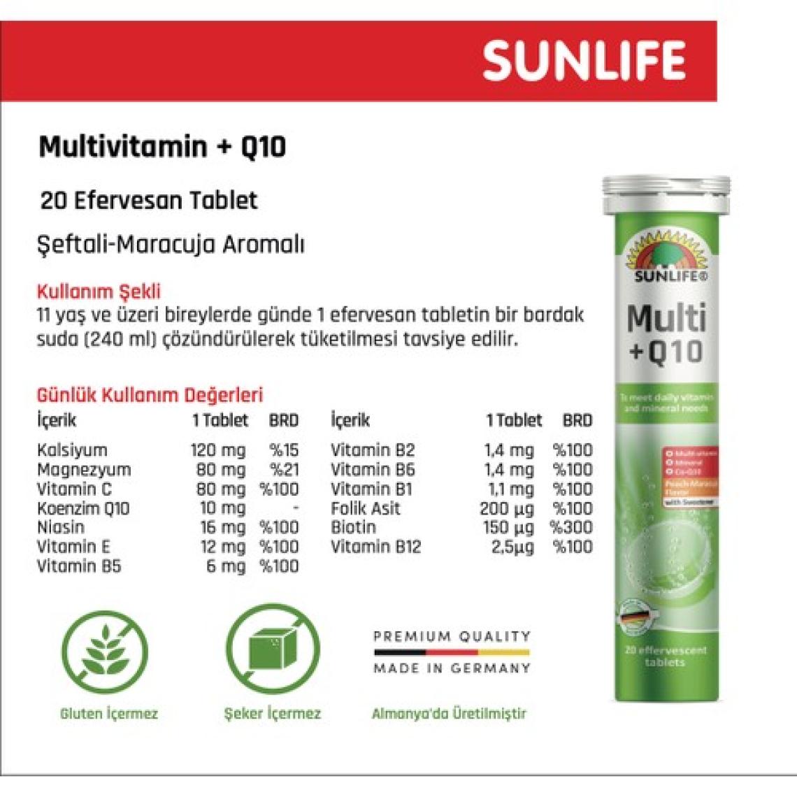 Sunlife MultiVitamin  Mineral  Q10 20 Efervesan Tablet
