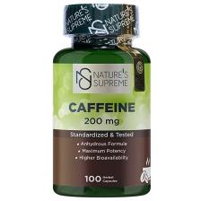 Nature's Supreme Kafein Takviyesi - Susuz Formül, 200 mg, 100 Kapsül, Yüksek Biyoyararlanım ile Enerji Artırıcı