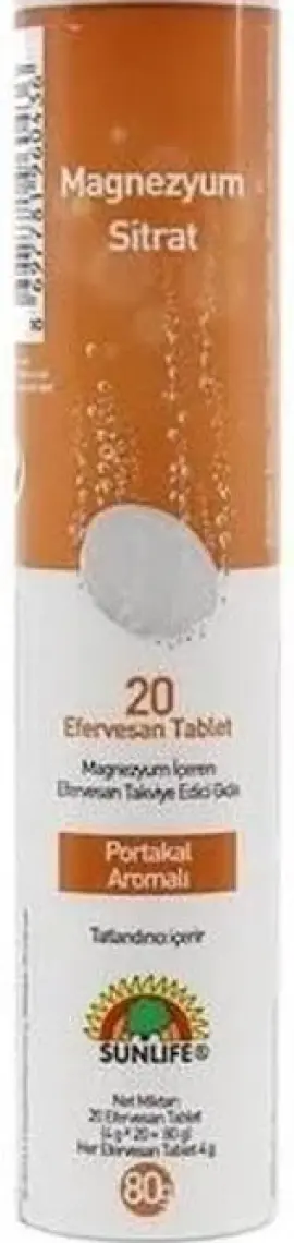 Sunlife Magnezyum Sitrat 20 Efervesan Tablet