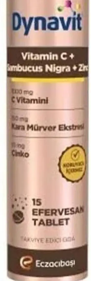 Dynavit C Vitamini, Sambucus Nigra ve Çinko 15 Efervesan Tablet - C Vitamini, Kara Mürver Ekstresi, Çinko