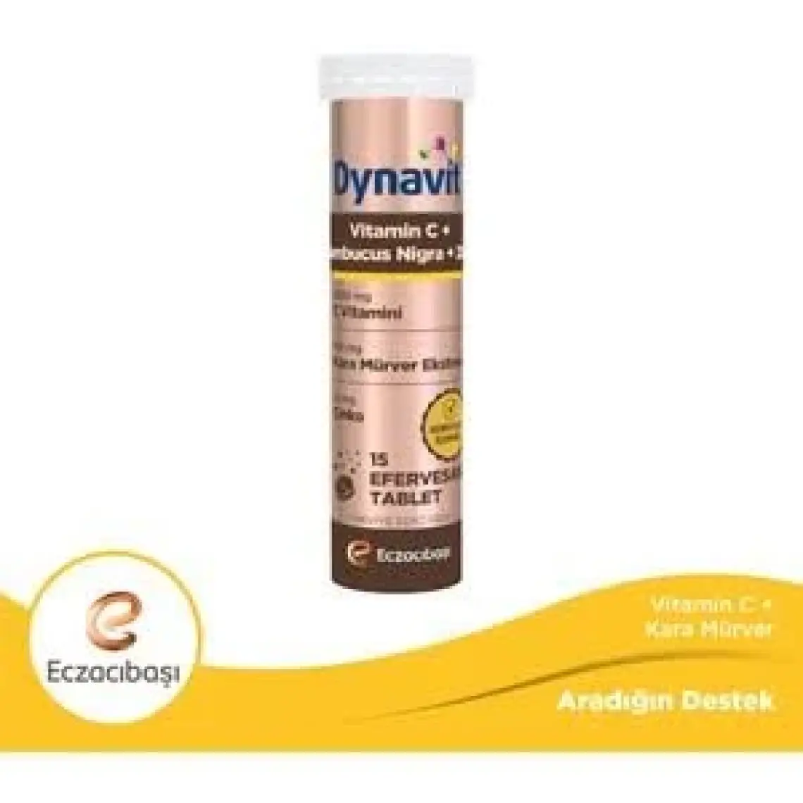 Dynavit C Vitamini, Sambucus Nigra ve Çinko 15 Efervesan Tablet - C Vitamini, Kara Mürver Ekstresi, Çinko