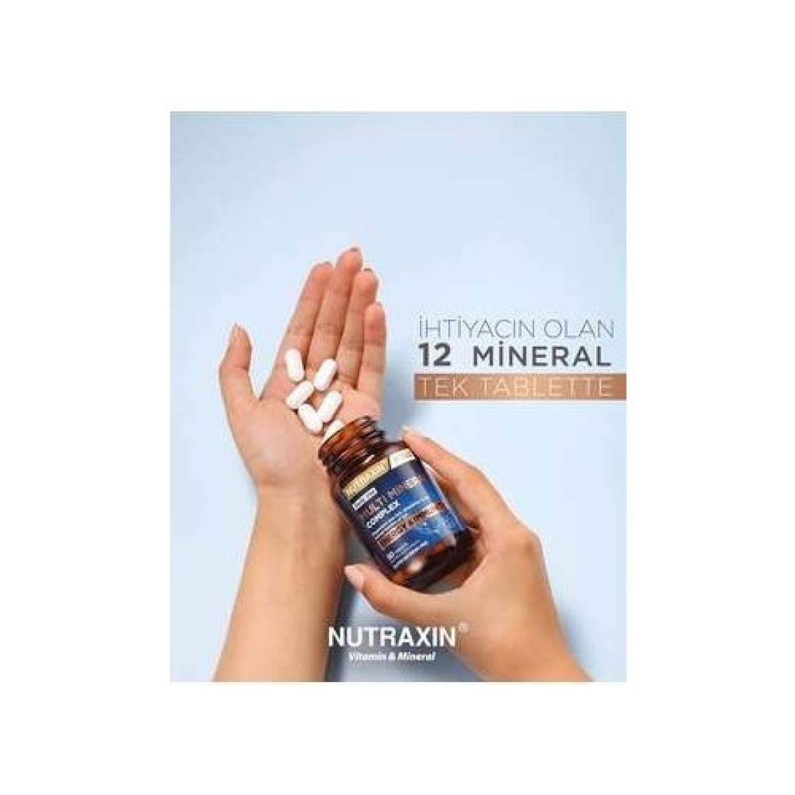 Nutraxin Çoklu Mineral Kompleksi 60 Tablet - Kalsiyum, Magnezyum, Çinko, Demir ve Diğer Mineraller İçeren Takviye Edici Gıda