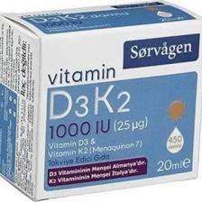 Sorvagen Vitamin D3K2 1000 Iu 20 ml Damla