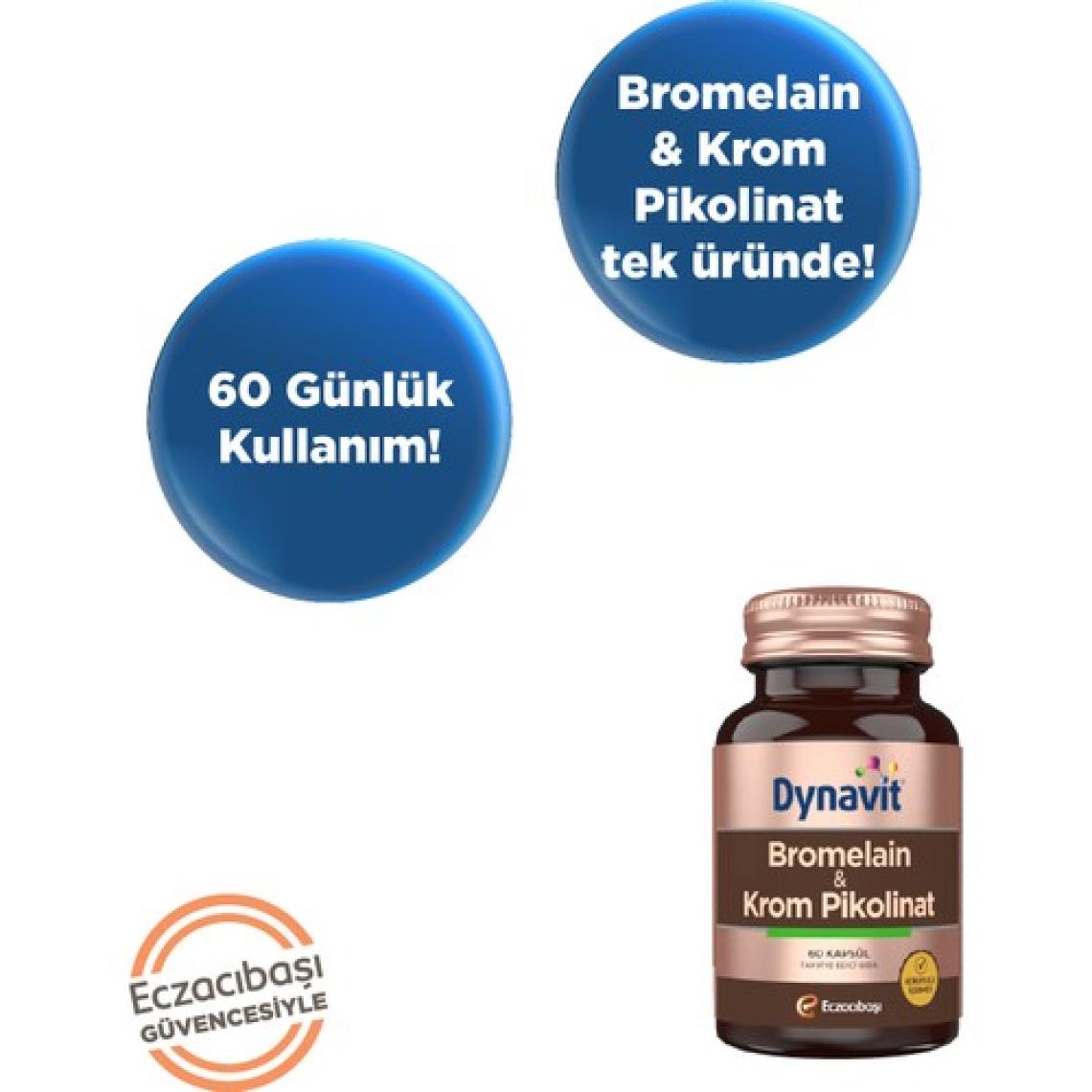 Dynavit Bromelain & Krom Pikolinat 60 Bitkisel Kapsül - Bromelain, Krom Pikolinat