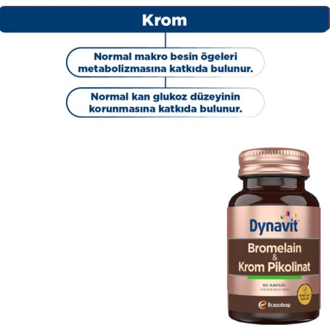 Dynavit Bromelain & Krom Pikolinat 60 Bitkisel Kapsül - Bromelain, Krom Pikolinat