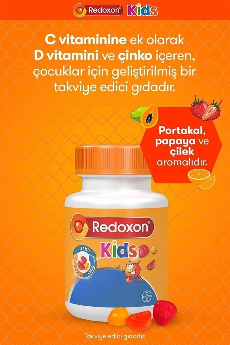 Redoxon Kids C Vitamini D Vitamini ve Çinko İçeren Çiğnenebilir Tablet 60 Adet