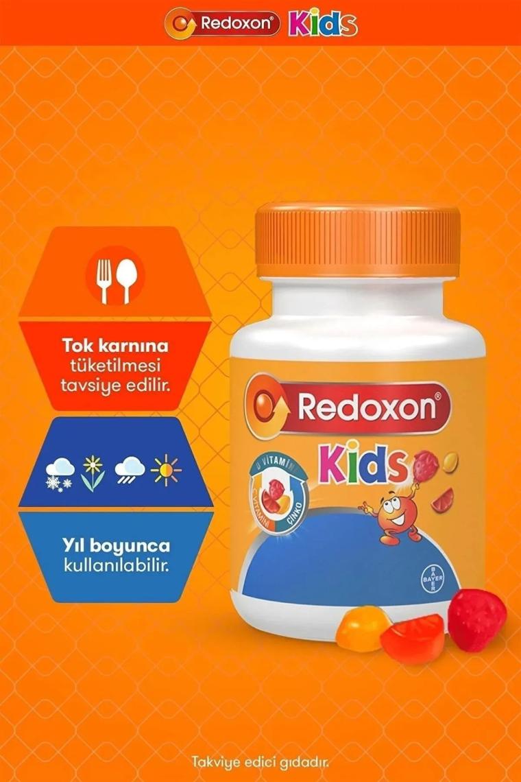 Redoxon Kids C Vitamini D Vitamini ve Çinko İçeren Çiğnenebilir Tablet 60 Adet