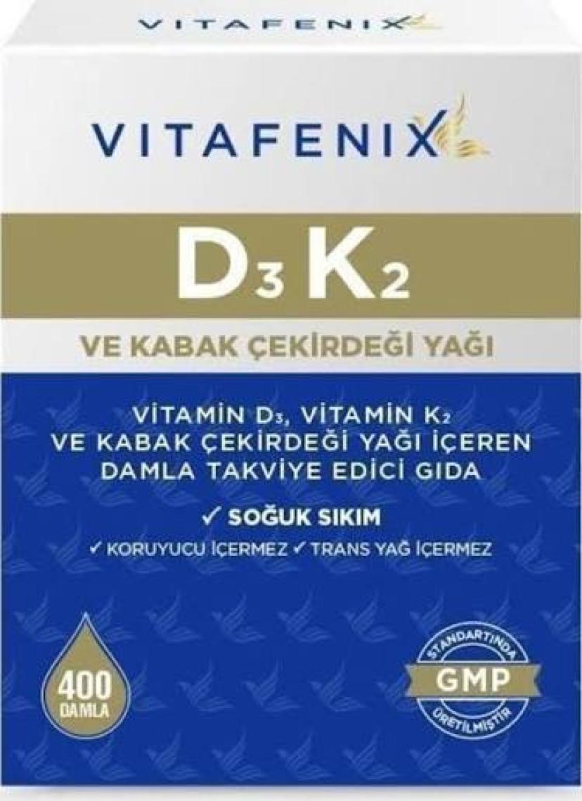 Vitafenix D3 K2 Ve Kabak Çekirdeği Yağı İçeren Vitamin 1000 Iu 20 ml Damla