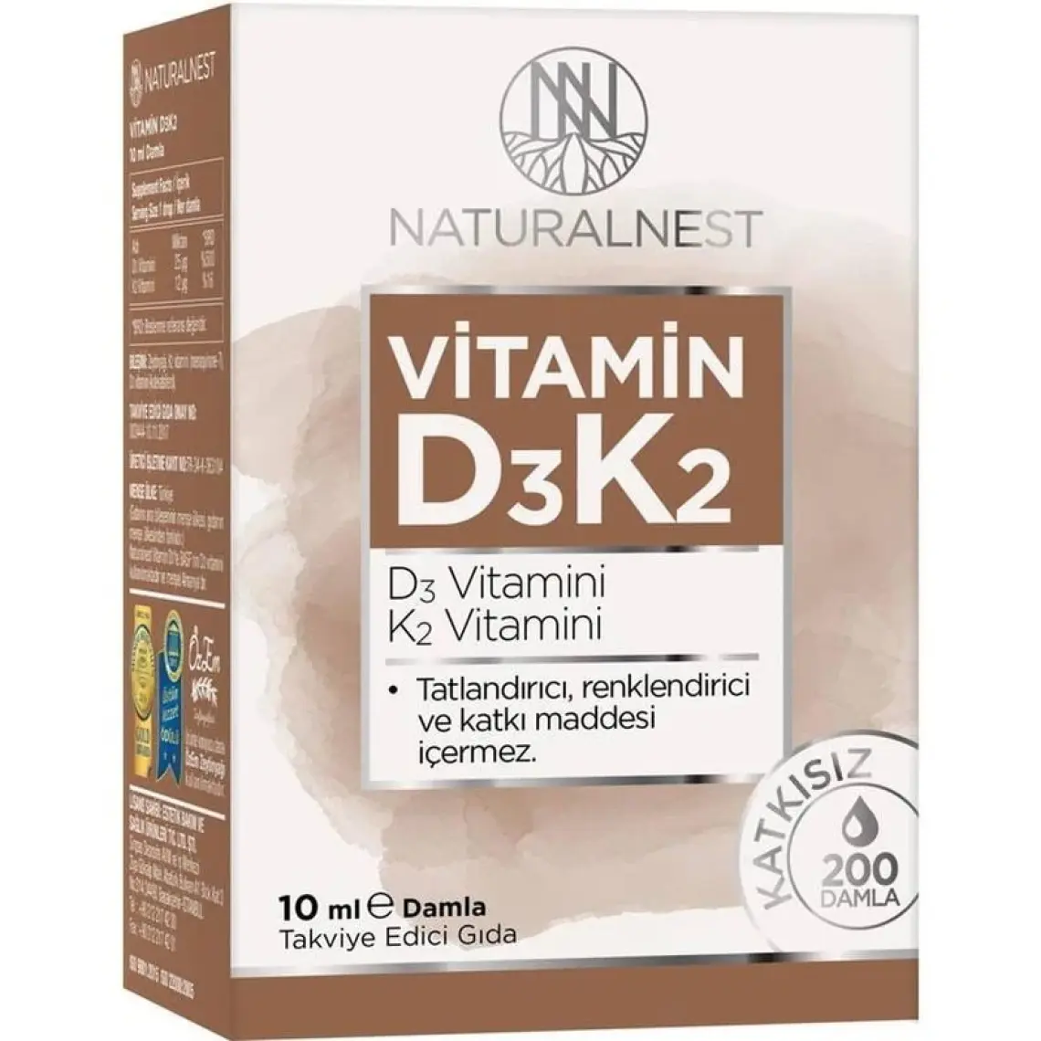 Naturalnest Vitamin D3 K2 Damla 10 ml Takviye Edici Gıda