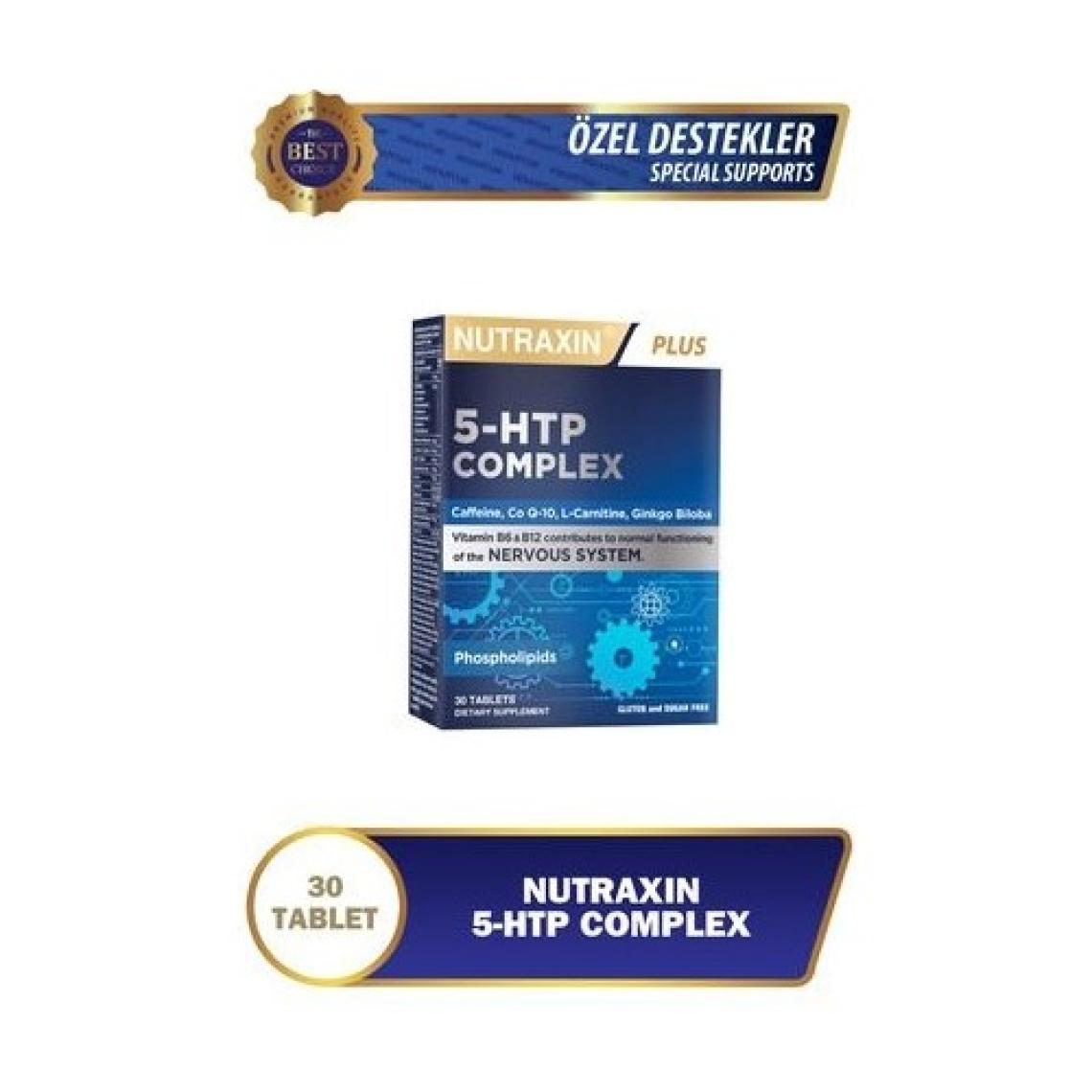 Nutraxin 5-HTP Kompleksi Takviye Edici Gıda - 30 Tablet, Kafein, Koenzim Q10, L-Karnitin ve Ginkgo Biloba İçerir, Türkiye Menşeli