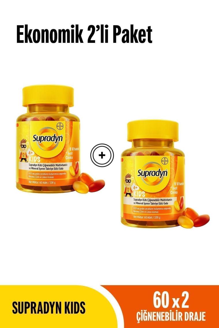 Supradyn Kids Multivitamin Ve Mineral Içeren Çiğnenebilir 60 Tablet 2 Adet