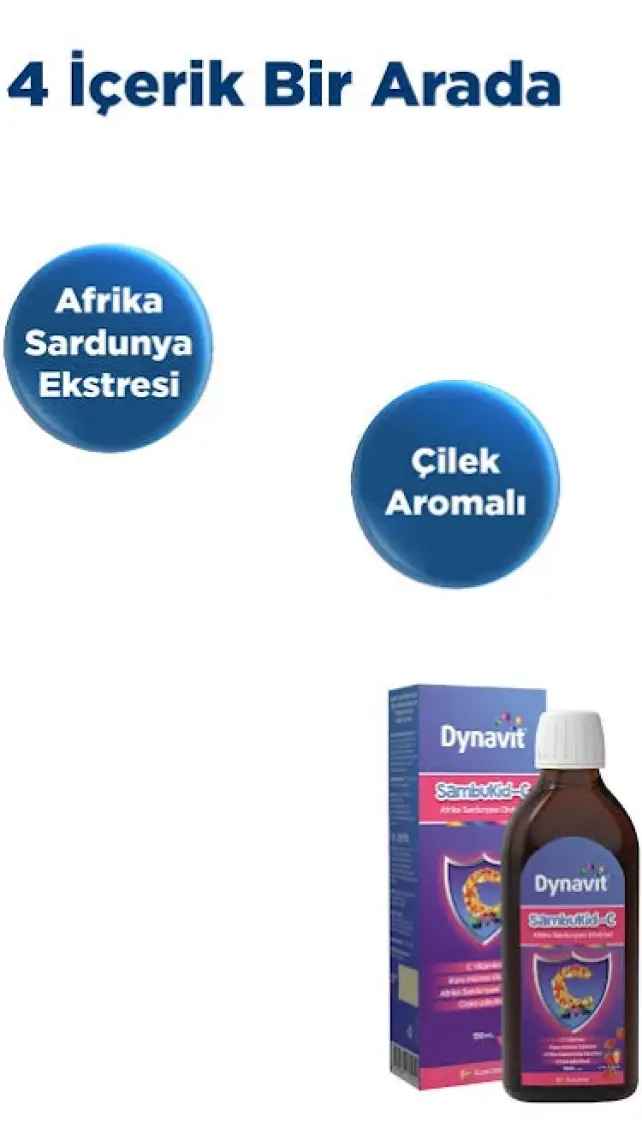 Dynavit Sambukid-C Şurup 150 mL - Kara Mürver Ekstresi, C Vitamini, Çinko, Afrika Sardunyası Ekstresi
