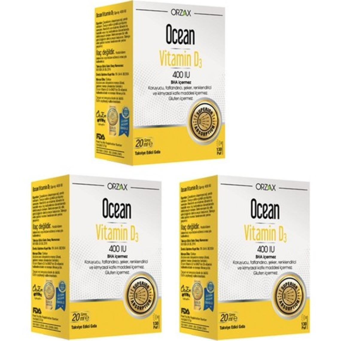 Orzax Ocean D Vitamini Desteği - Vitamin D3 400 Iu Sprey 20 ml X 3 Adet