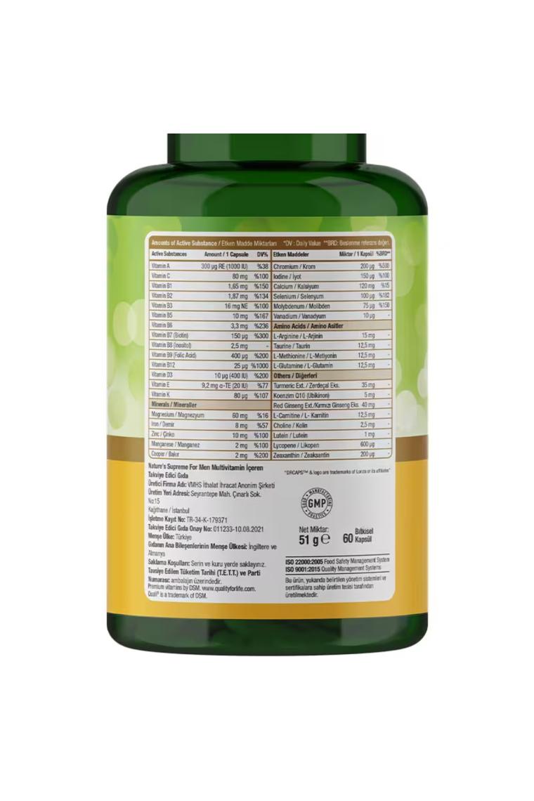 Nature's Supreme Multivitamin For Men 60 Kapsül