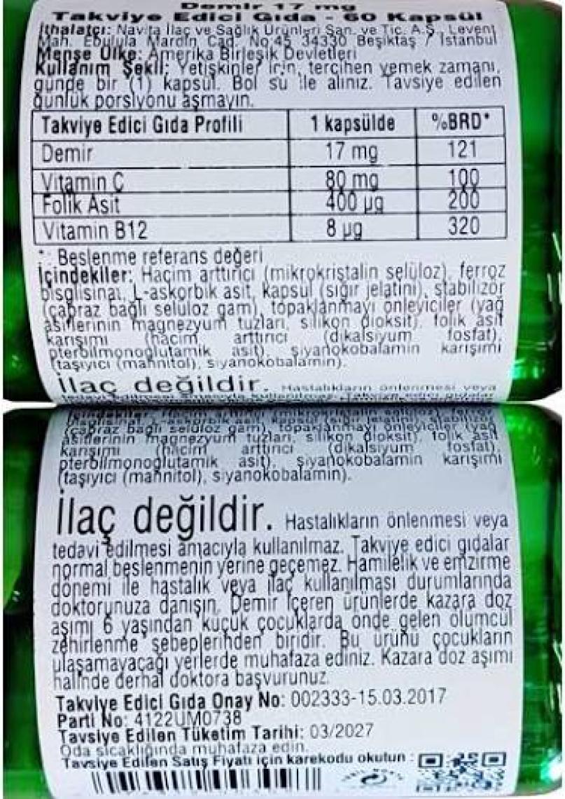 Nature'S Bounty Gentle Iron 17 Mg 60 Kapsül
