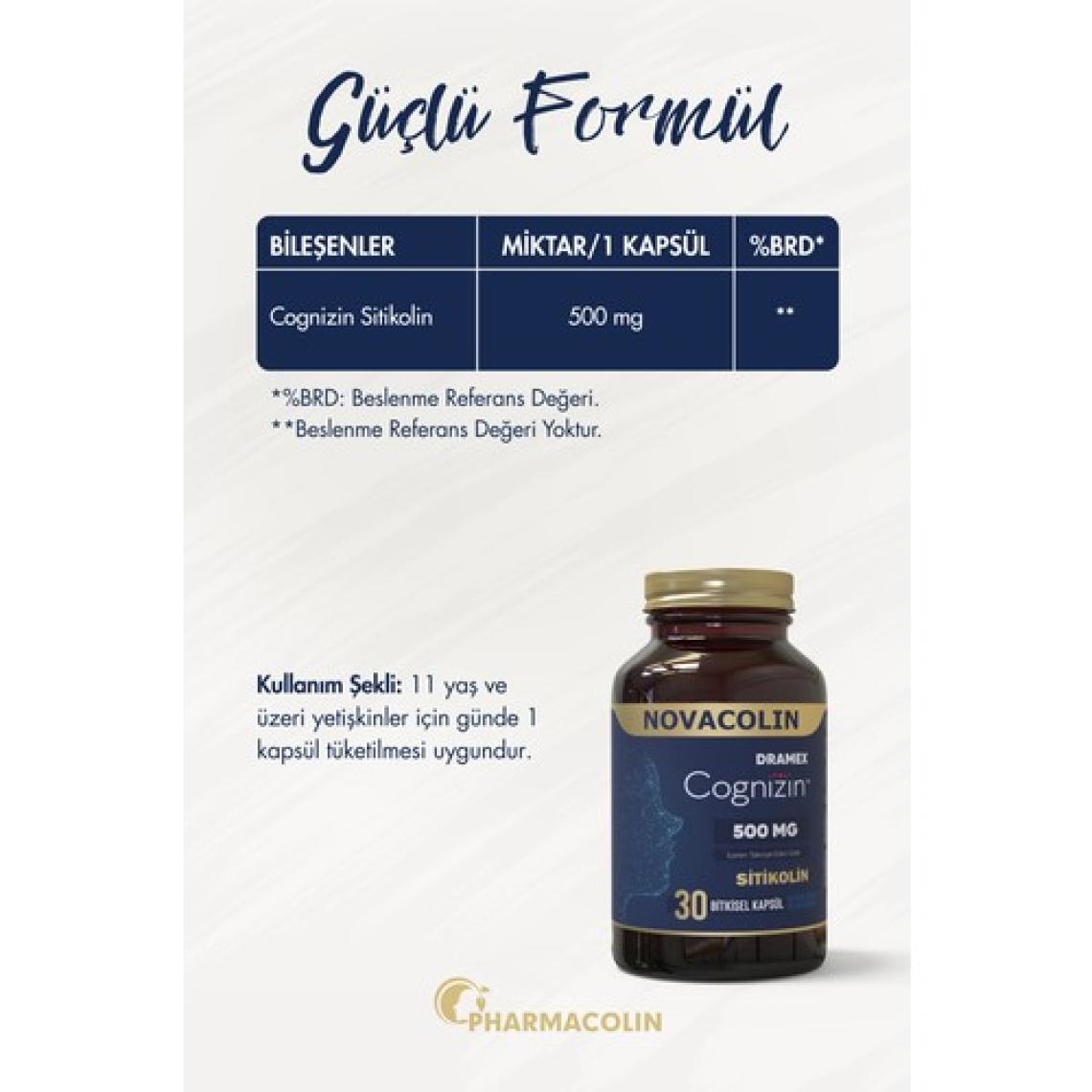 Novacolin Cognizin Sitikolin 500 Mg 30 Bitkisel Kapsül