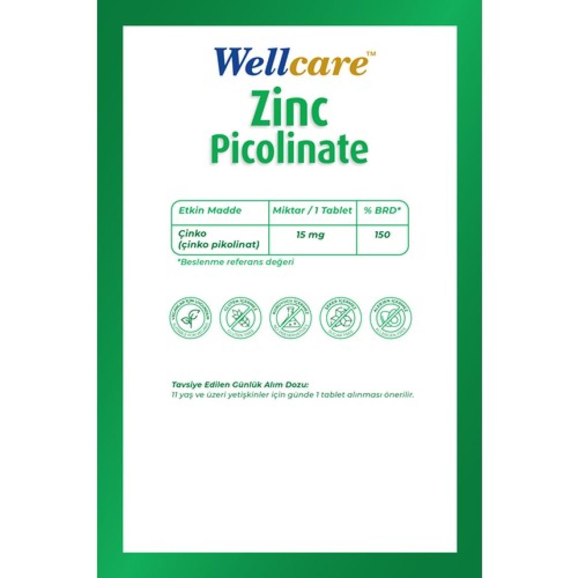 Wellcare Çinko Pikolinat 15 mg 60 Tablet