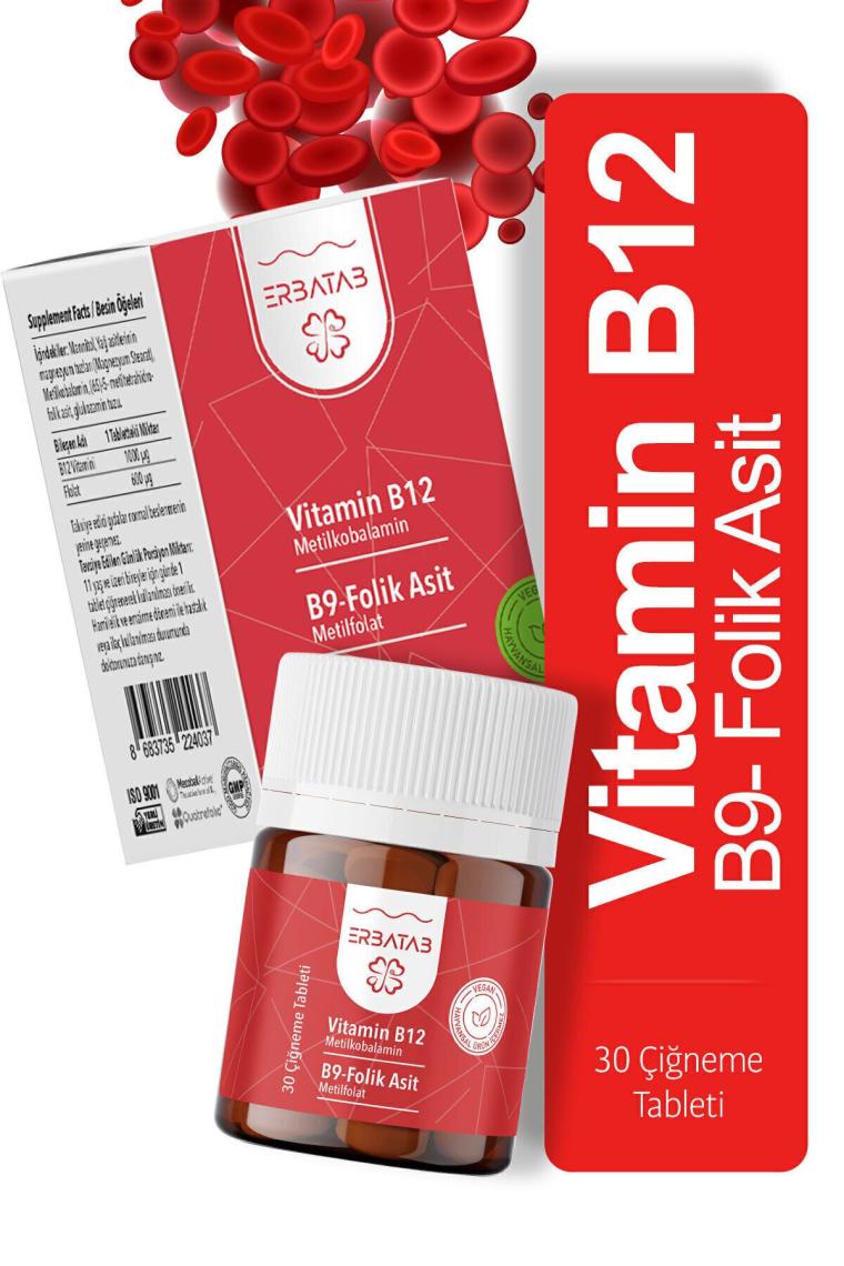 Erbatab Vitamin B12- Folik Asit B9-Metilkobalamin-Metilfolat