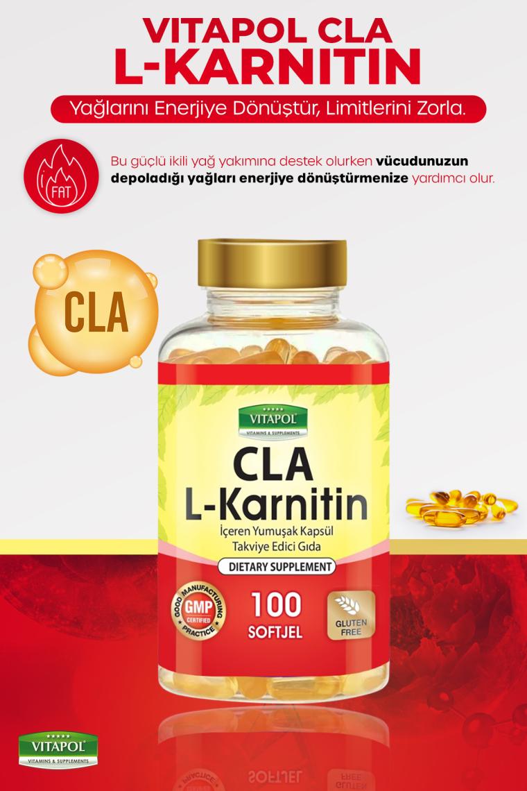 Vitapol Cla L-Carnitine 100 Softgel L-Karnitin