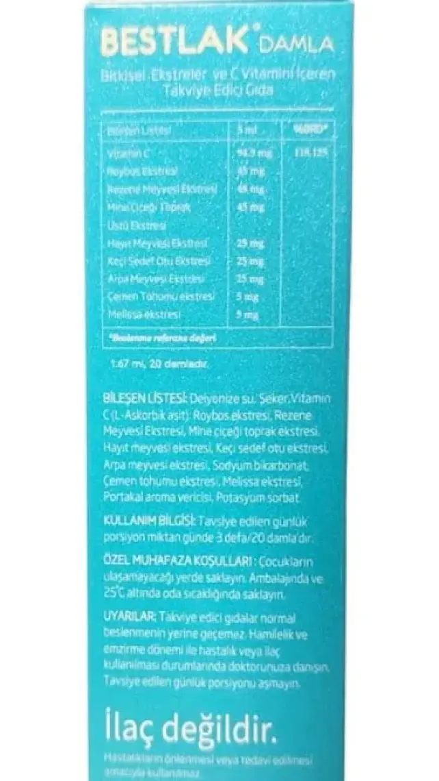 Valens Bestlak Bitkisel Ekstreler Içeren Takviye Edici Gıda 50 ml