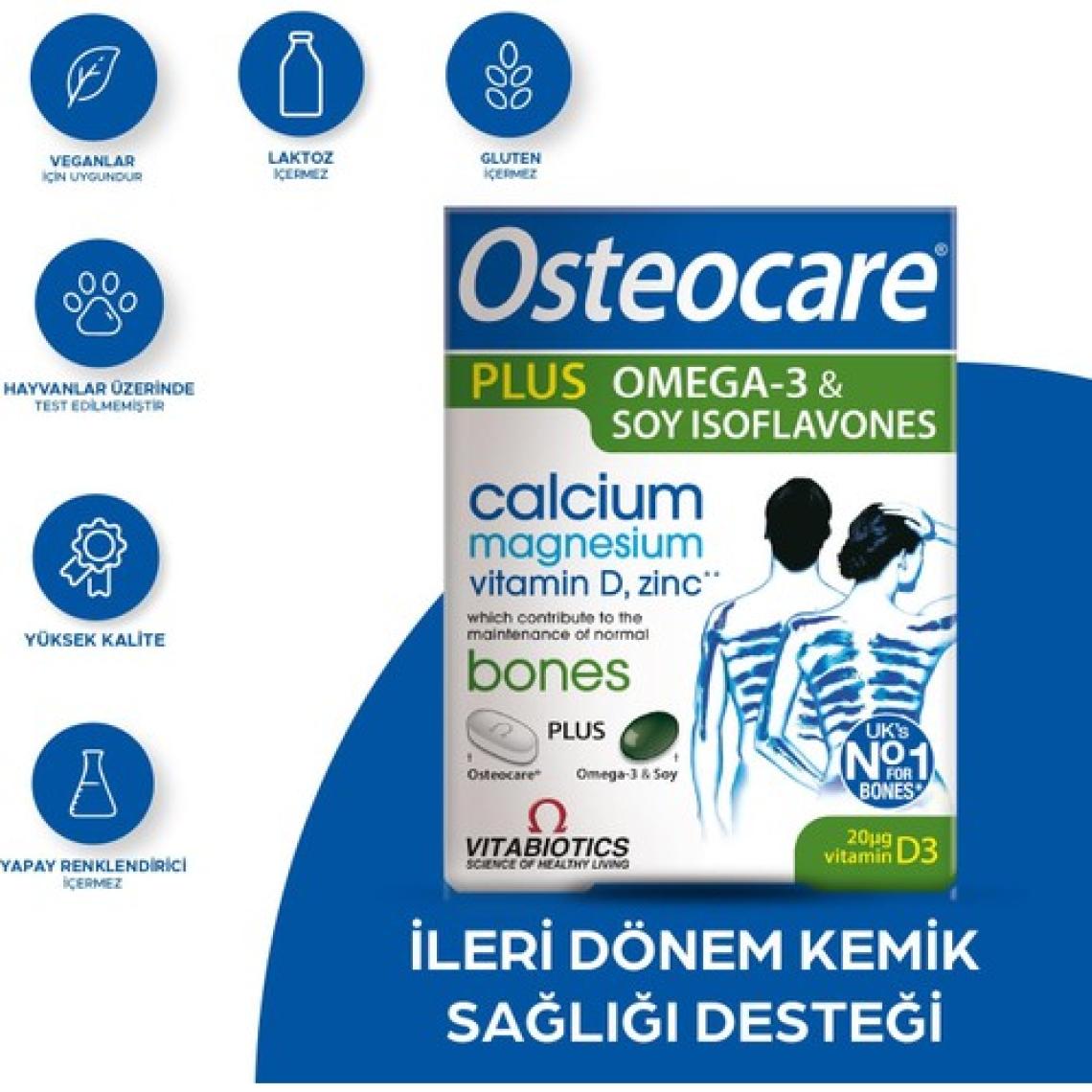Osteocare Plus Omega-3, Kalsiyum,Magnezyum,D ve C Vitamini İçeren Kemik Sağlığı Vitamini 28 Tablet-28 Kapsül