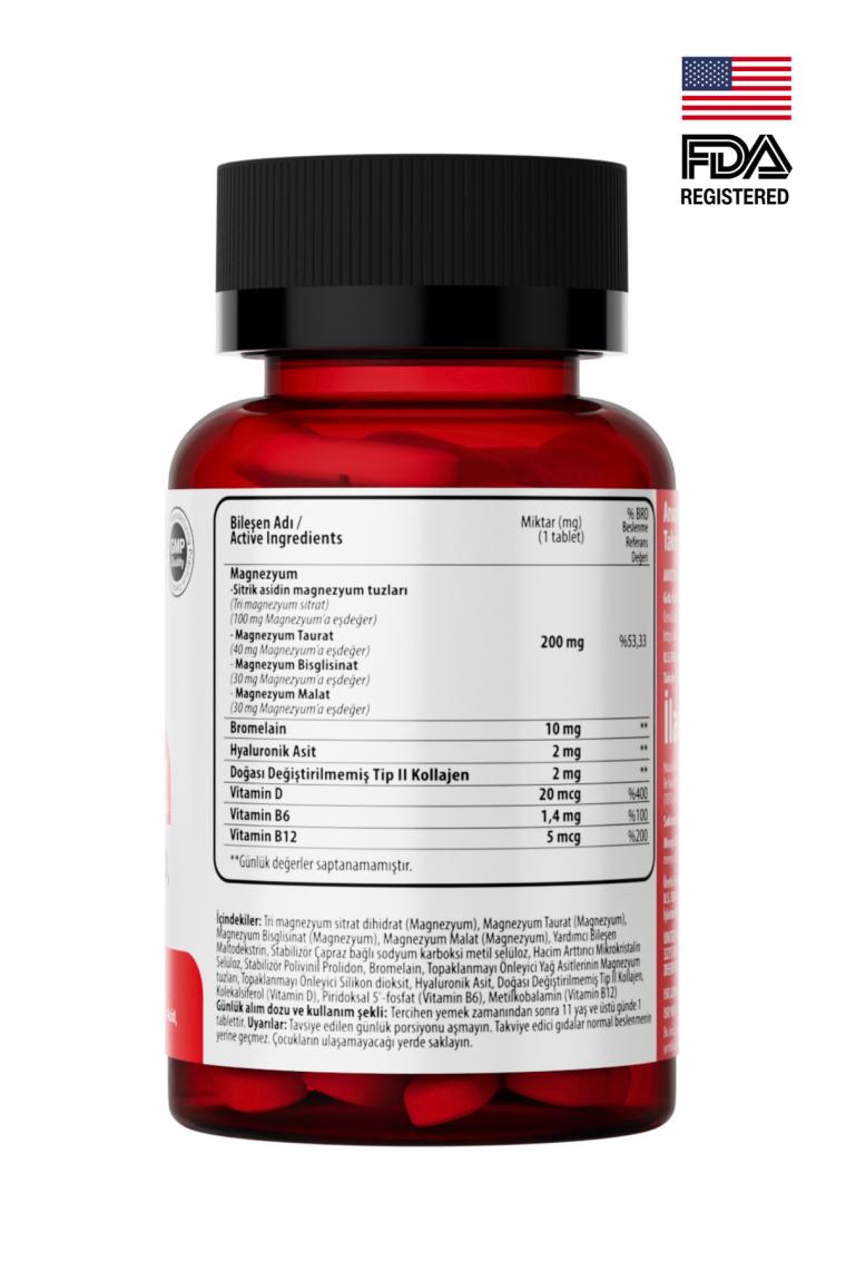 Anocin Magnezyum X4 Complex Citrate, Taurate, Bisglycinate, Malate + Bromelain + Kolajen